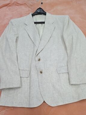 David Taylor Light Beige Linen-Blend Men's Sport Coat